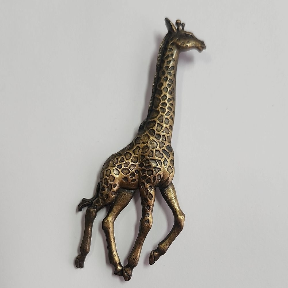 Figural Pin Brooch JJ Jonette Jewelry Giraffe  Running Antiqued Look